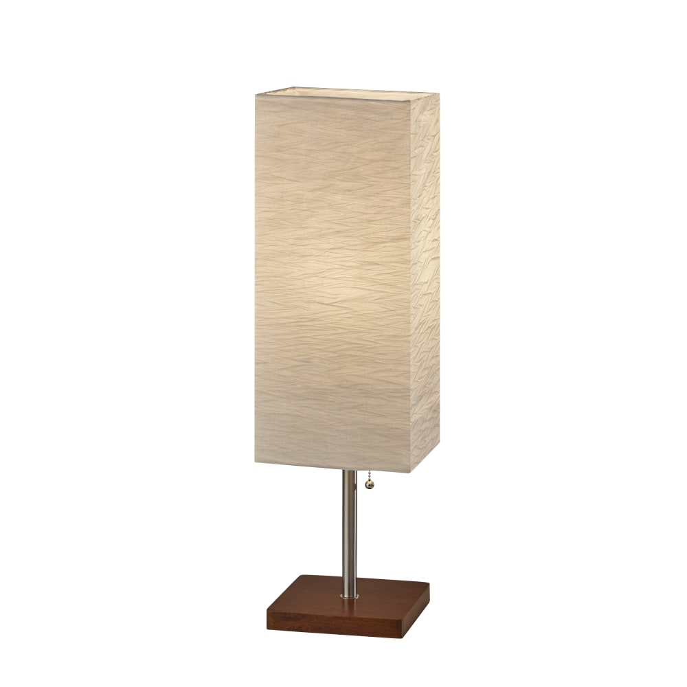 Adesso Dune Table Lamp, 26inH, White Shade/Walnut Base