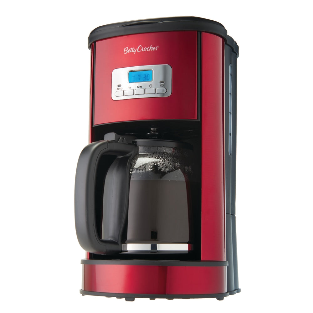 Betty Crocker 12-Cup Digital Coffee Maker, 14-1/2inH x 8inW x 10-1/2inD, Red
