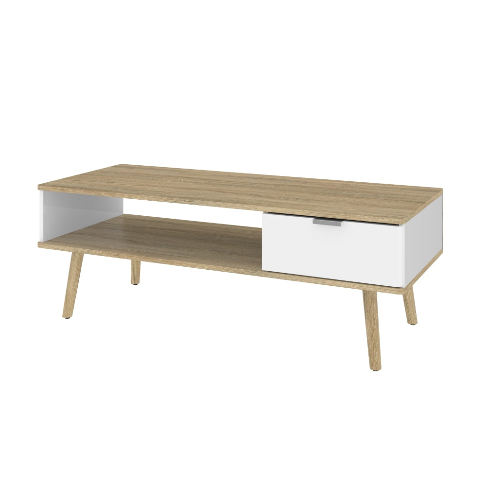 Bestar Procyon Coffee Table, 16-5/8inH x 47-1/4inW x 19-3/4inD, Modern Oak/UV White