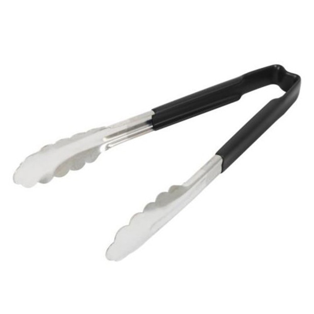 Vollrath Tongs With Antimicrobial Protection, 9-1/2in, Black