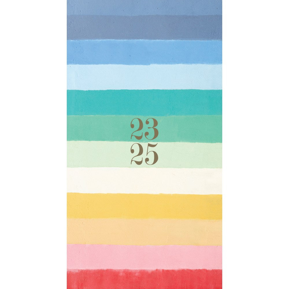 2023-2025 Willow Creek Press Checkbook 2-Year Monthly Academic Pocket Planner, 6-1/2in x 3-1/2in, Brushstroke Stripe, July 2023 To June 2025