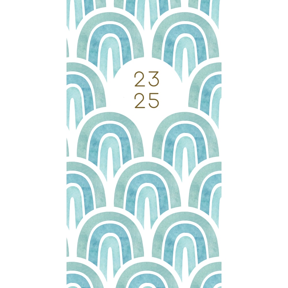 2023-2025 Willow Creek Press Checkbook 2-Year Monthly Academic Pocket Planner, 6-1/2in x 3-1/2in, Watercolor Rainbow, July 2023 To June 2025