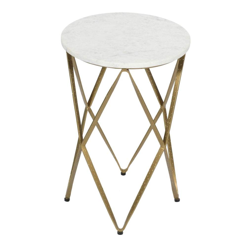 Coast to Coast Audrey Accent/End Table, 24inH x 16inW x 16inD, Tulle White/Brassy