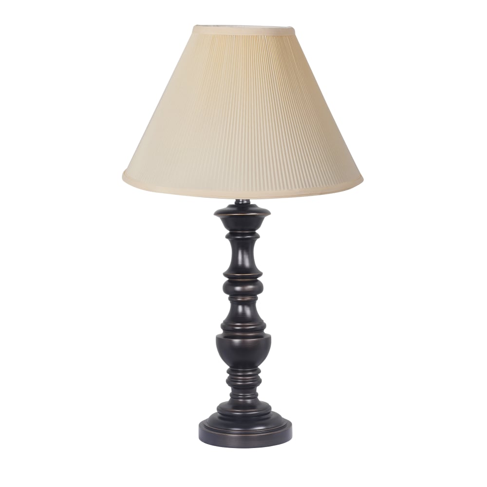 Adesso Simplee Turned Base Table Lamp, 27-3/4inH, Ivory/Antique Bronze