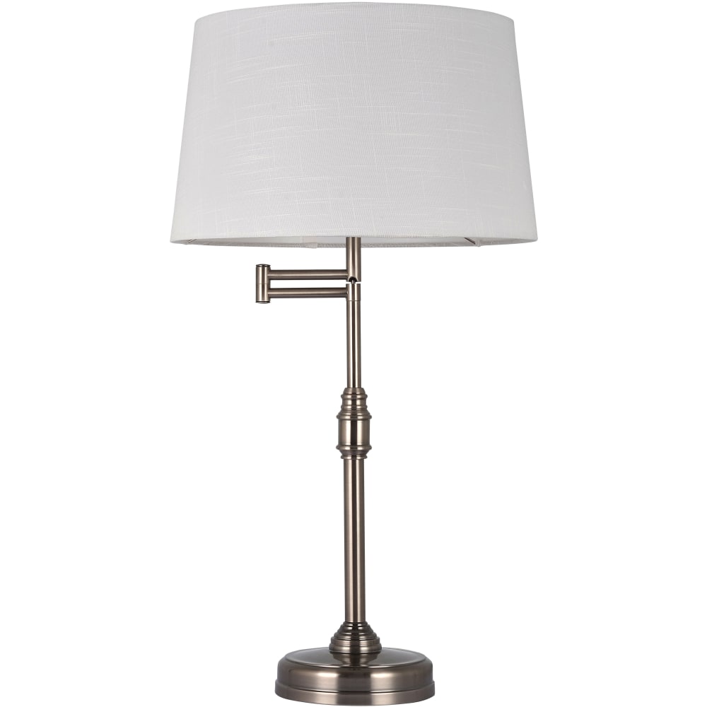 Adesso Simplee Swing Arm Table Lamps, 26-2/5inH, White/Antique Pewter, Set Of 2 Lamps