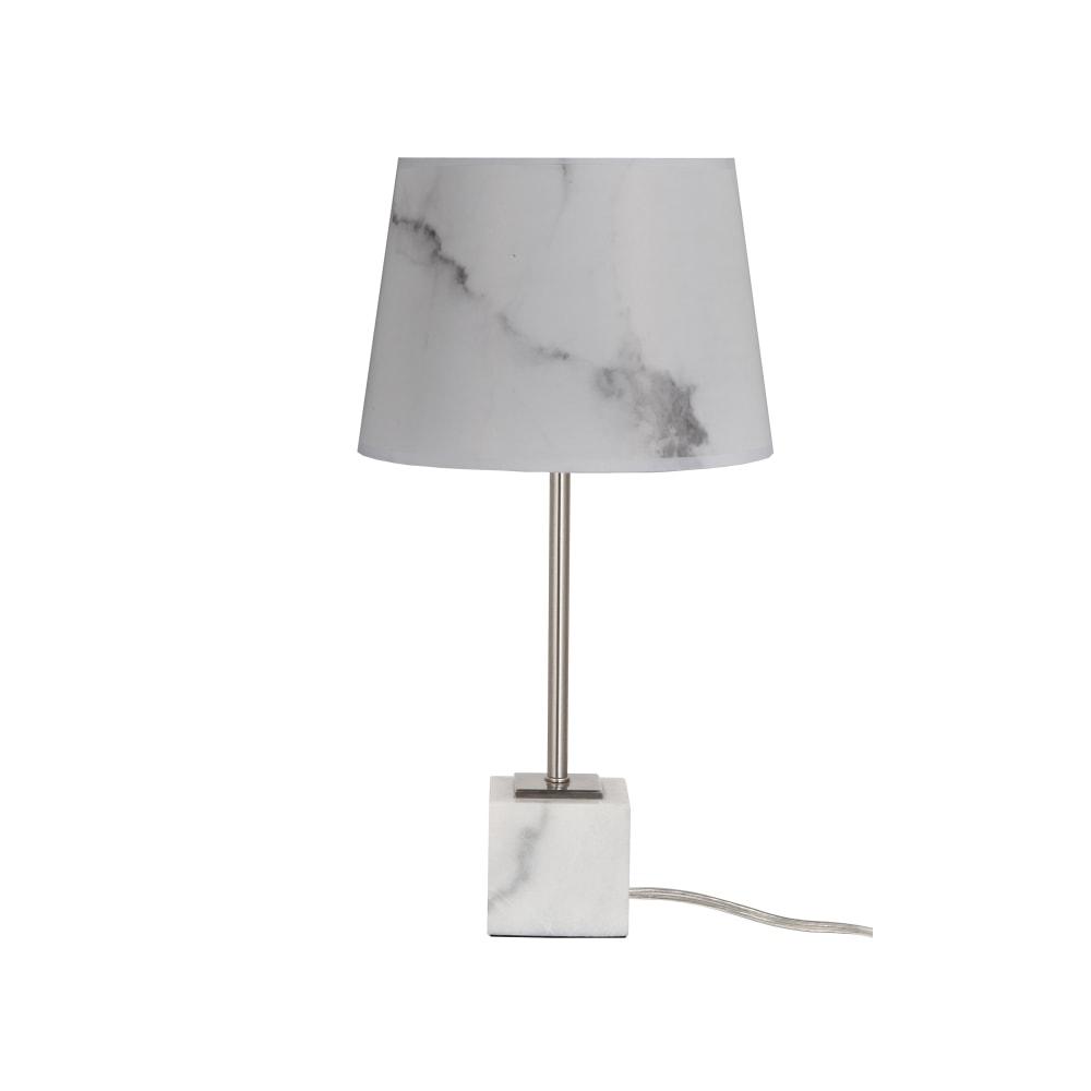 Adesso Simplee Marble Base Table Lamp, 18-1/2 in", Faux Gray Marble Paper/White