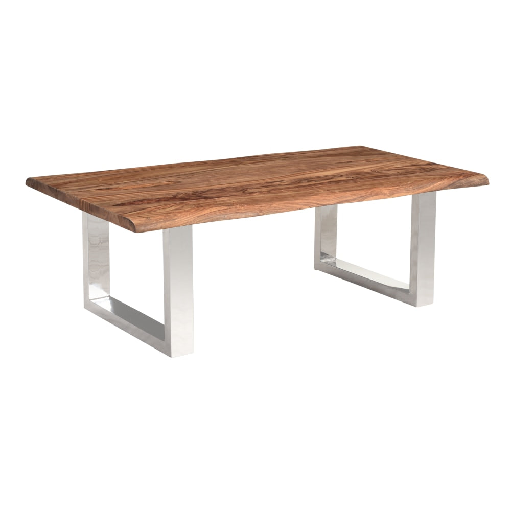 Coast to Coast Dunstan Coffee Table, 18inH x 54inW x 29inD, Brownstone/Stainless Steel