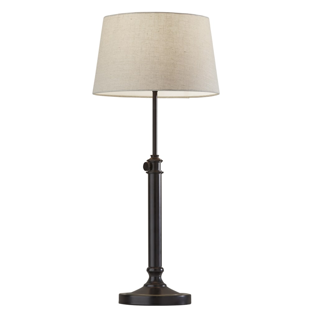 Adesso Simplee Mitchell 2-Piece Table Lamp Set, Natural Shades/Antique Black Bases