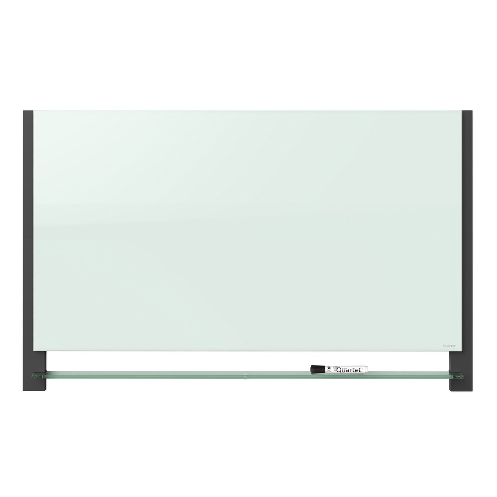 Quartet Evoque Magnetic Unframed Glass Marker Whiteboard, 85in x 48in, White/Black