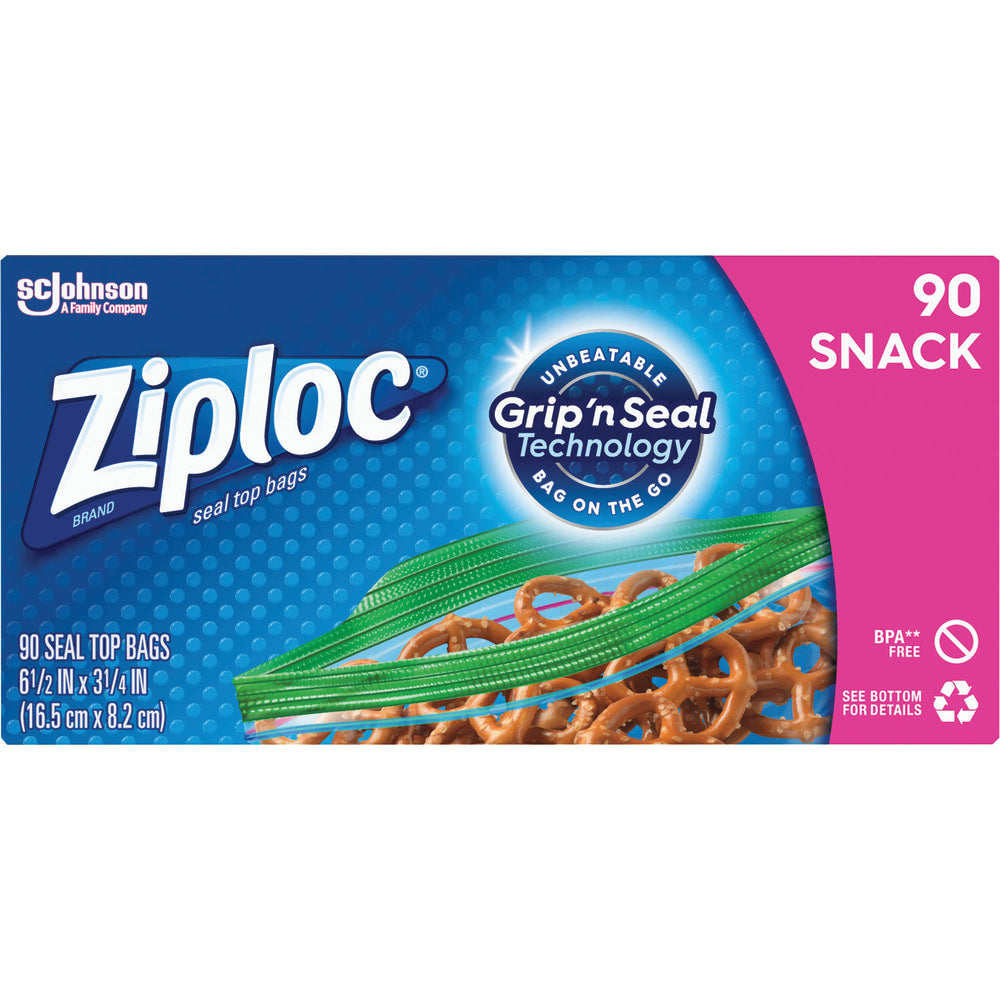 Ziploc Seal Top Snack Bags, 6-1/2in x 3-1/4in, Clear, Box Of 90 Bags