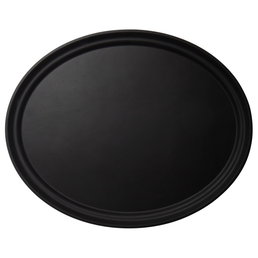 Cambro Camtread Oval Serving Trays, 27inW, Black, Pack Of 6 Trays