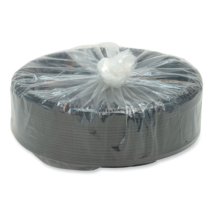 Meadoware Impact Plastic Dinnerware, Plate, 8.9" dia, Black, 400/Carton