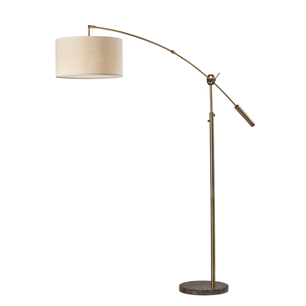Adesso Adler Arc Lamp, 81inH, Cream/Antique Brass