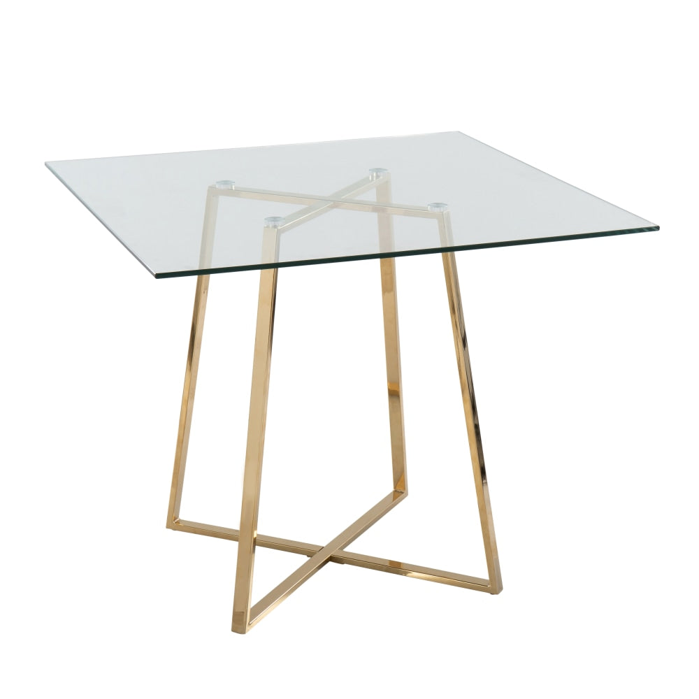 LumiSource Cosmo Contemporary Glam Square Dining Table, 36inH x 36inW x 36inD, Gold/Clear