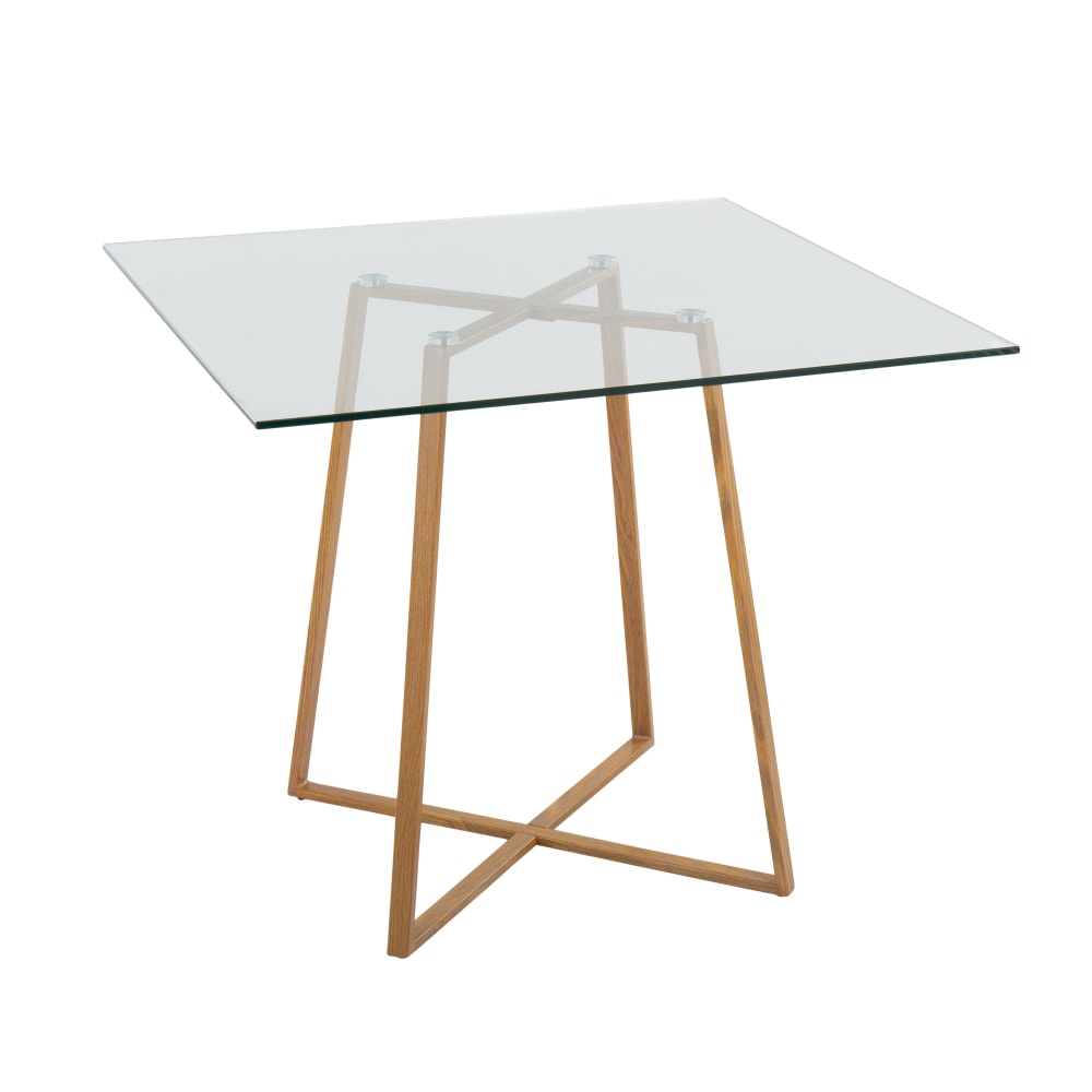 LumiSource Cosmo Contemporary Glam Square Dining Table, 36inH x 36inW x 36inD, Natural/Clear