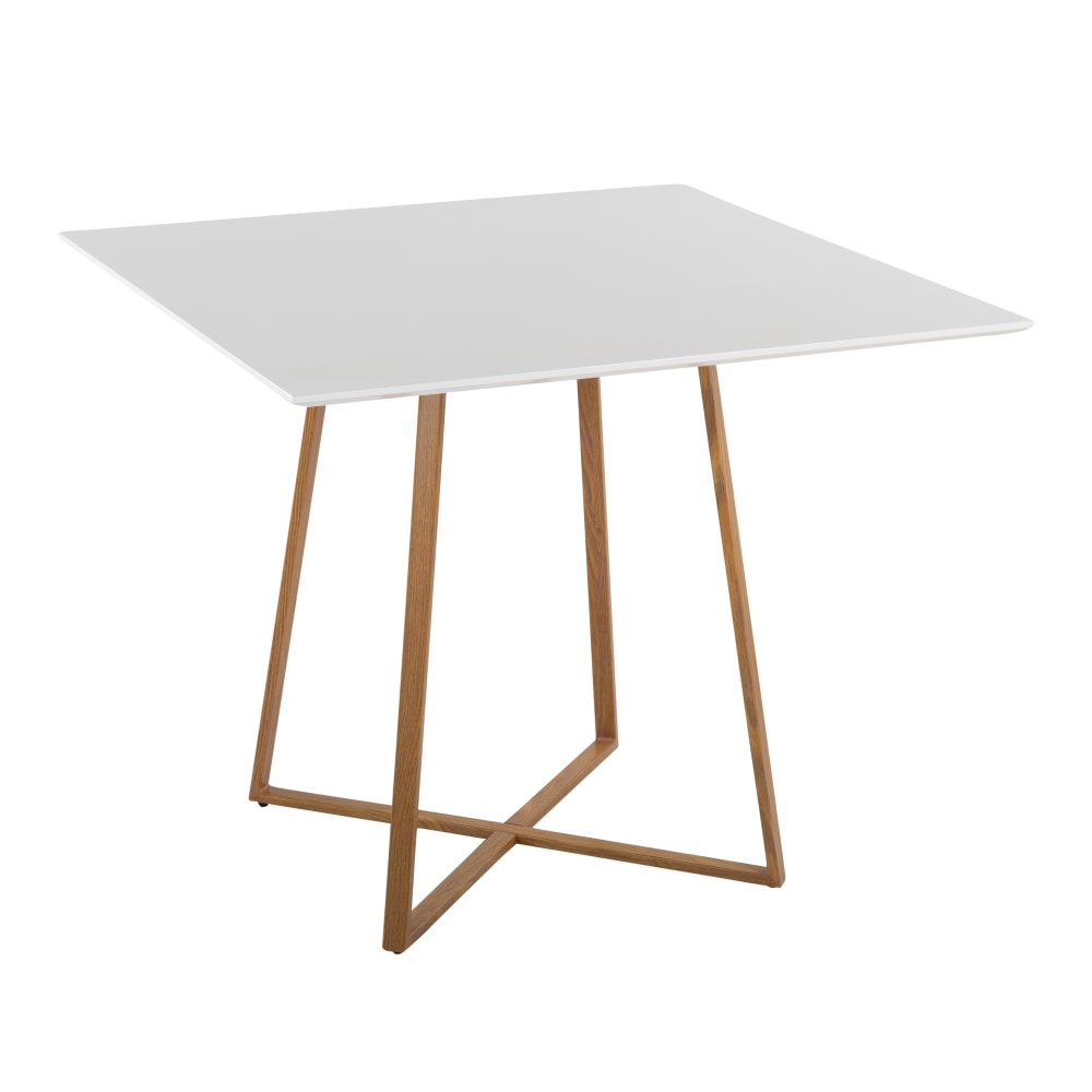 LumiSource Cosmo Contemporary Glam Square Dining Table, 36inH x 36inW x 36inD, Natural/White