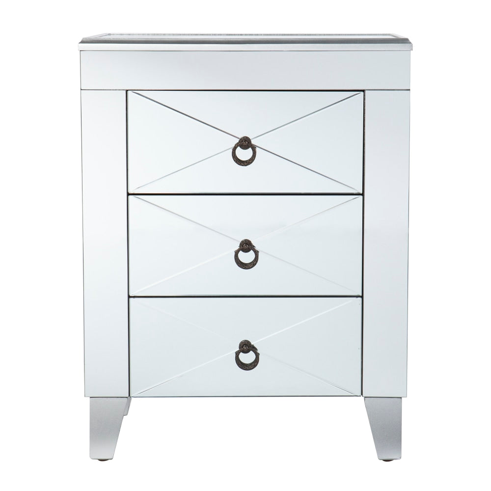 SEI Cresheim Mirrored End Table, 26-1/4inH x 20-1/4inW x 14-1/2inD, Silver