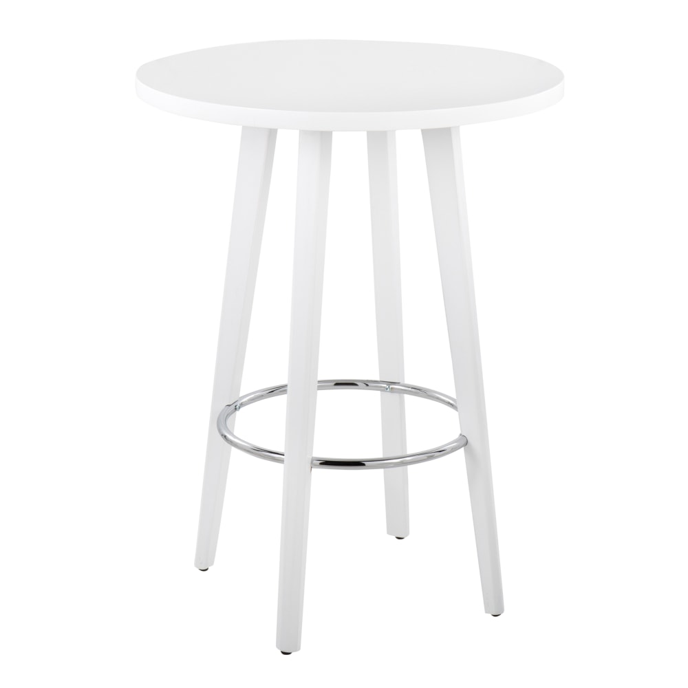 LumiSource Ahoy Counter Table, 37inH x 28-1/2inW x 28-1/2inD, White/Chrome