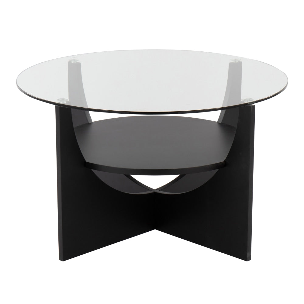 LumiSource Contemporary U-Shaped Coffee Table, 18-3/4inH x 31-1/2inW x 31-1/2inD, Black/Clear