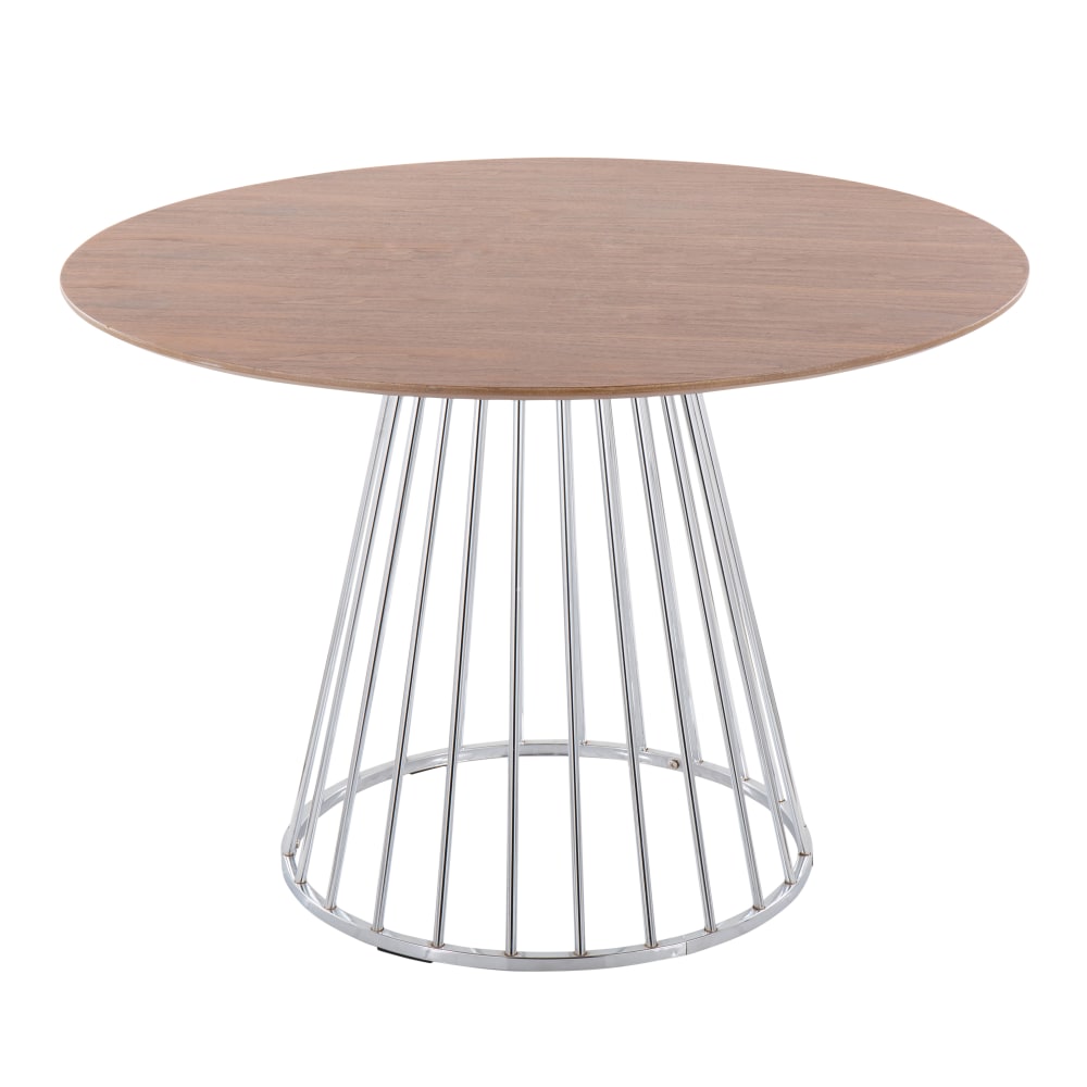 LumiSource Canary Contemporary Dining Table, 29-1/2inH x 29-1/2inW x 43-1/2inD, Silver/Walnut