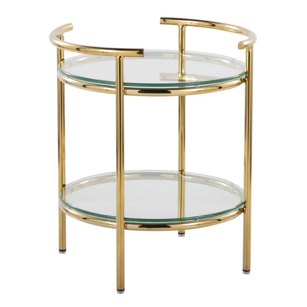 LumiSource Rhonda Contemporary Glam Side Table, 22inH x 17-1/4inW x 19-1/4inD, Gold/Clear