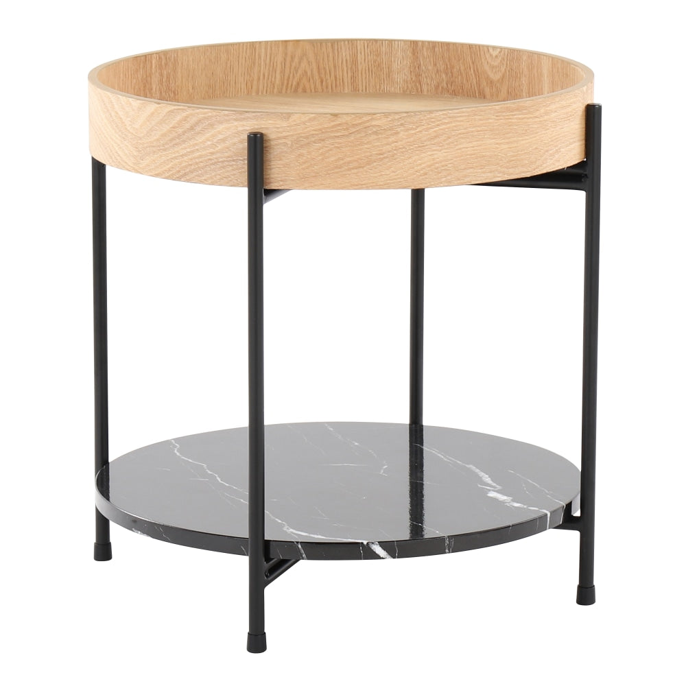 LumiSource Daniella Contemporary End Table, 17-1/2inH x 18inW x 18inD, Black/Natural/Black Marble