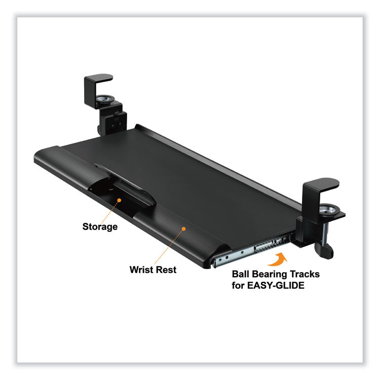 Desk Clamp Five-Position Tilting Keyboard Tray, 26.8" x 11.1, Black