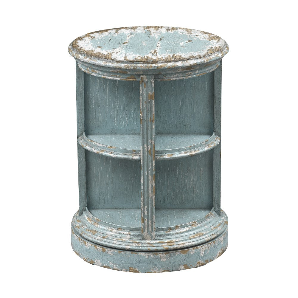 Coast to Coast Skylar Swivel Accent Table, 26inH x 20inW x 20inD, Burton Aged Blue/Tan