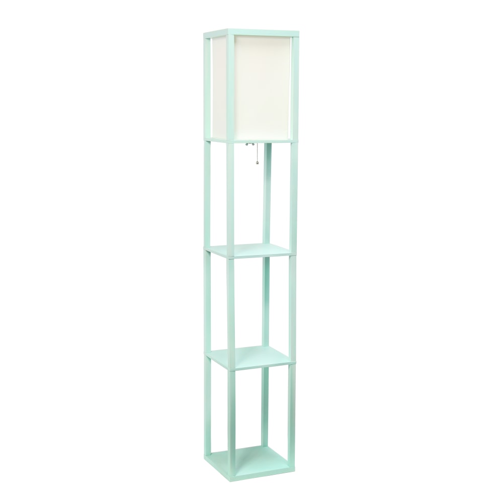 Lalia Home Column Shelf Floor Lamp, 62-3/4inH, Aqua/White