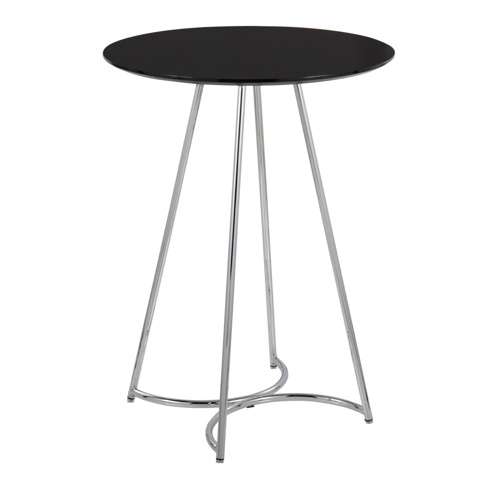 LumiSource Cece Canary Contemporary Glam Counter Table, 36inH x 27inW x 27inD, Chrome/Black