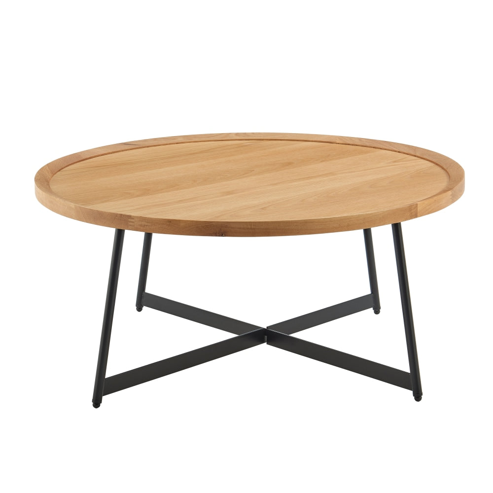 Eurostyle Niklaus Round Coffee Table, 15-1/2inH x 35-1/2inW x 35-1/2inD, Black/Oak