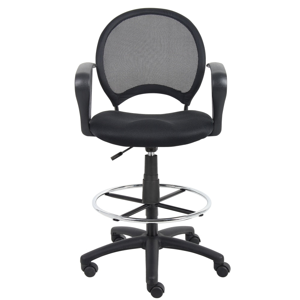 Boss Office Products Mesh Drafting Stool With Loop Arms, Black