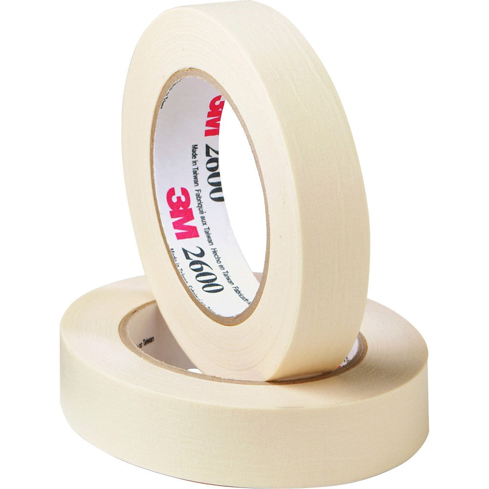 Highland Economy Masking Tape - 60 yd Length x 1in Width - 4.4 mil Thickness - 3in Core - Rubber Backing - 9 / Pack - Tan