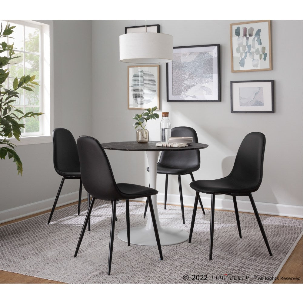 LumiSource Pebble Modern Table, 29-3/4inH x 36-1/4inW x 36-1/4inD, White/Black Marble