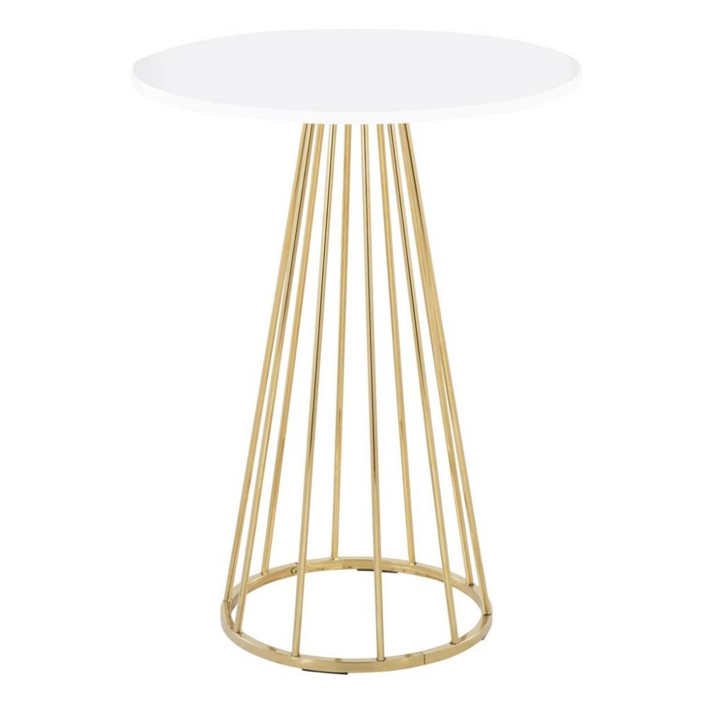 LumiSource Canary Cece Contemporary Glam Counter Table, 36inH x 27inW x 27inD, Gold/White
