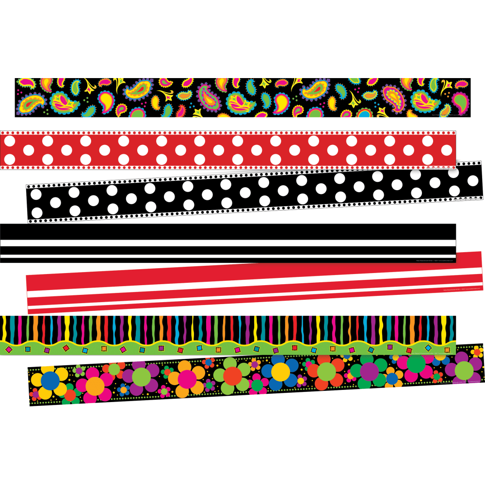 Barker Creek Border Set, 3in X 35in, Graphic Design, 12 Strips Per Pack, Set Of 4 Packs