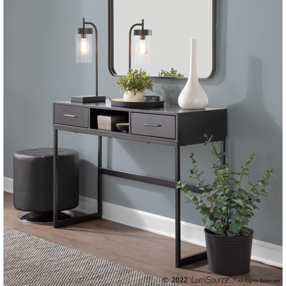LumiSource Franklin Contemporary Console Table, 32inH x 43-1/2inW x 15-1/2inD, Black