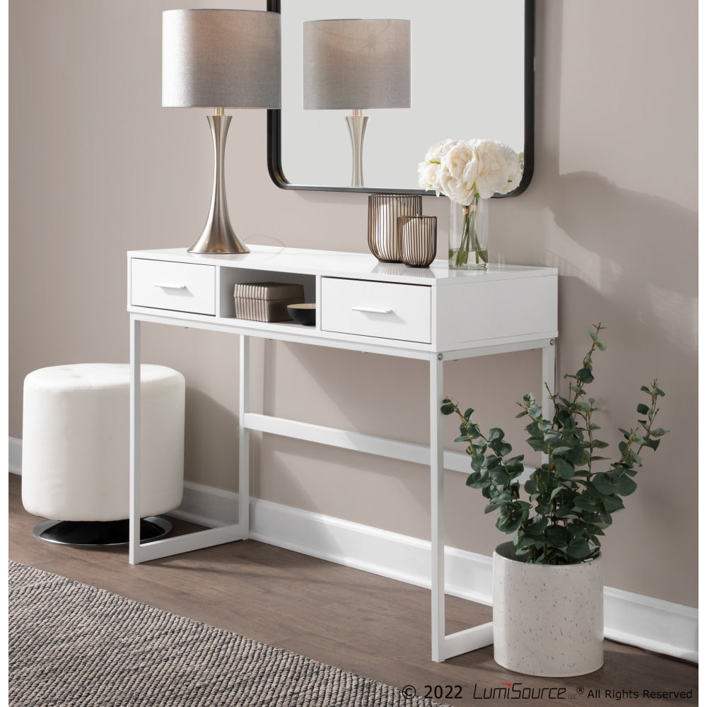 LumiSource Franklin Contemporary Console Table, 32inH x 43-1/2inW x 15-1/2inD, White
