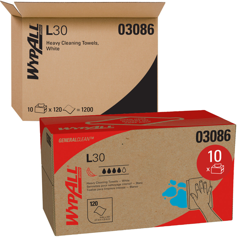 L30 Towels, POP-UP Box, 10 x 9 4/5, White, 120/Box, 10 Boxes/Carton
