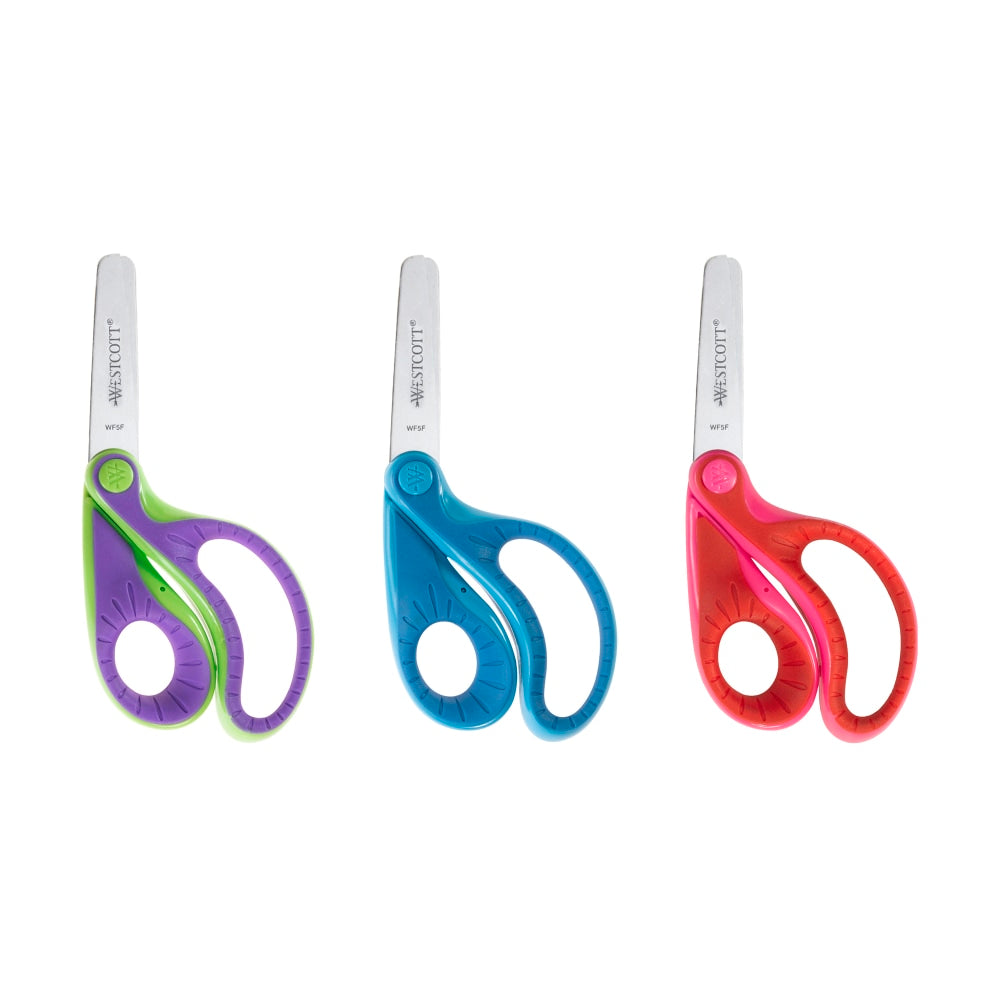 Westcott Ergo Kids Scissors, 5in, Blunt, Assorted Colors