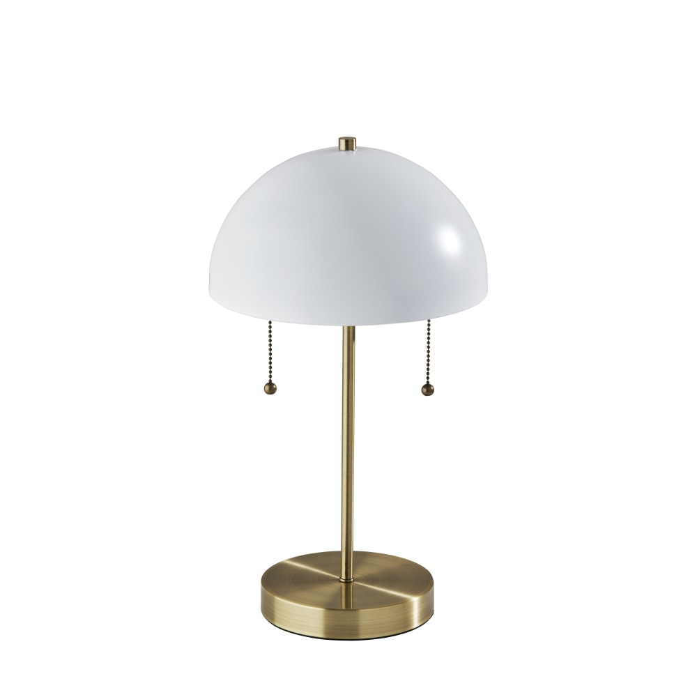 Adesso Bowie Table Lamp, 18inH, Antique Brass Base/White Shade