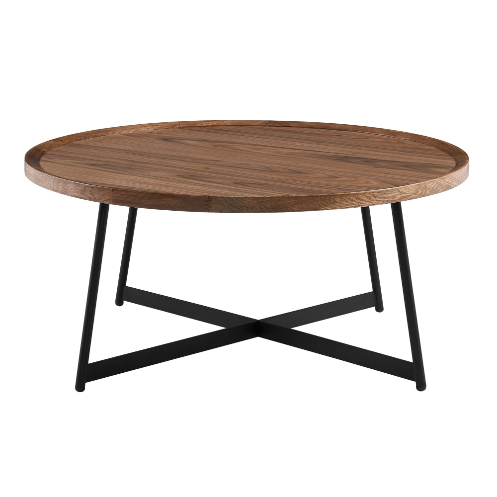 Eurostyle Niklaus Round Coffee Table, 15-1/2inH x 35-1/2inW x 35-1/2inD, Black/Walnut