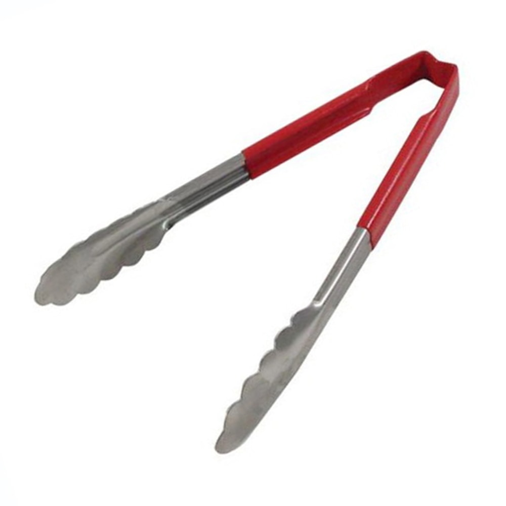 Vollrath 9in Tongs With Antimicrobial Protection, Red
