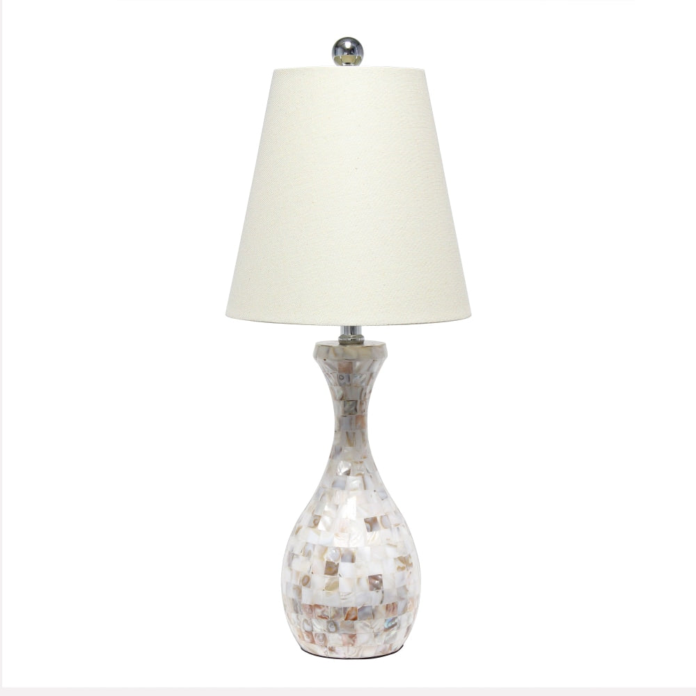 Lalia Home Malibu Curved Mosaic Seashell Table Lamp, 25inH, Cream Shade/Chrome Base