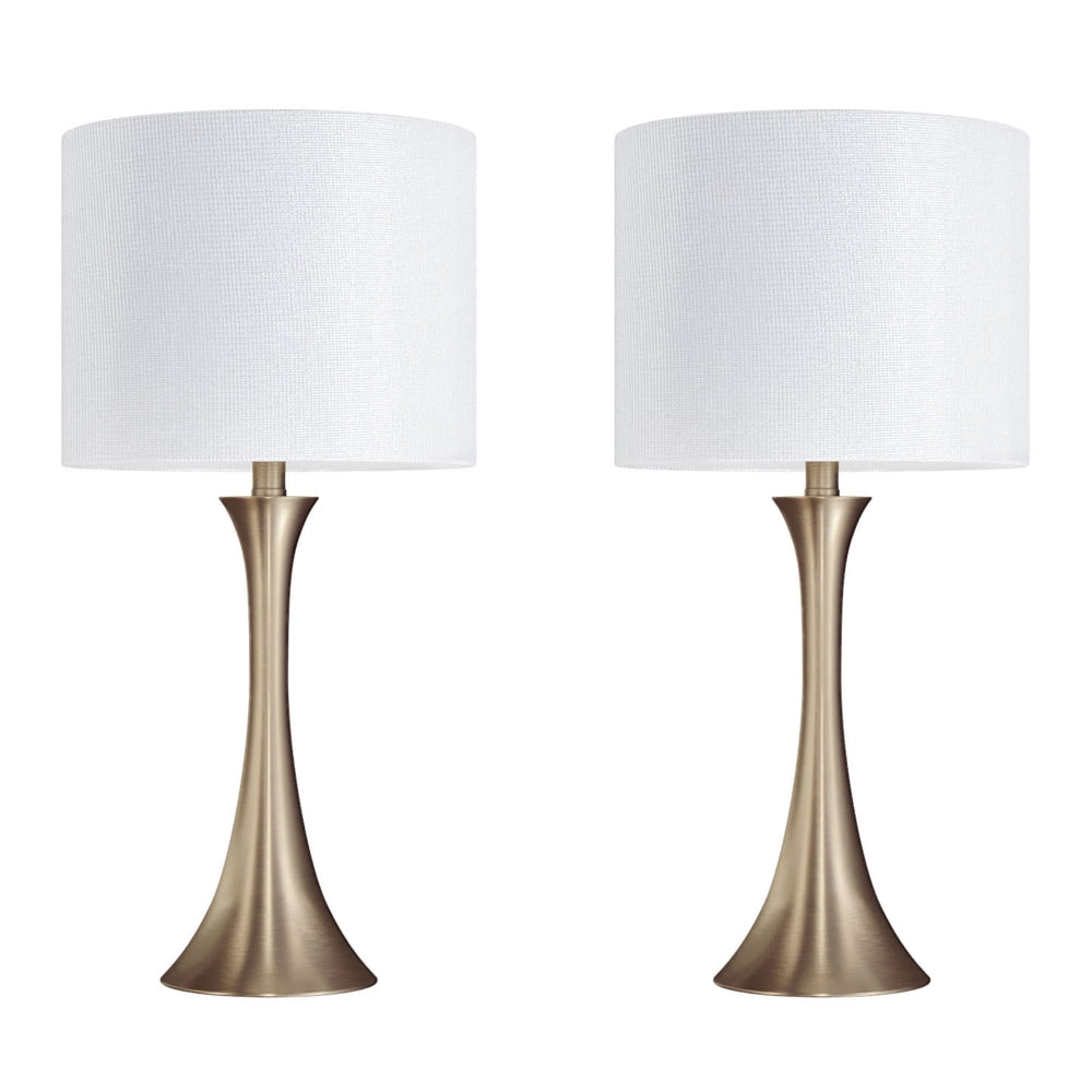 LumiSource Lenuxe Contemporary Table Lamps, 24-1/4inH, Gold & Off-White Shade/Gold Base, Set Of 2 Lamps