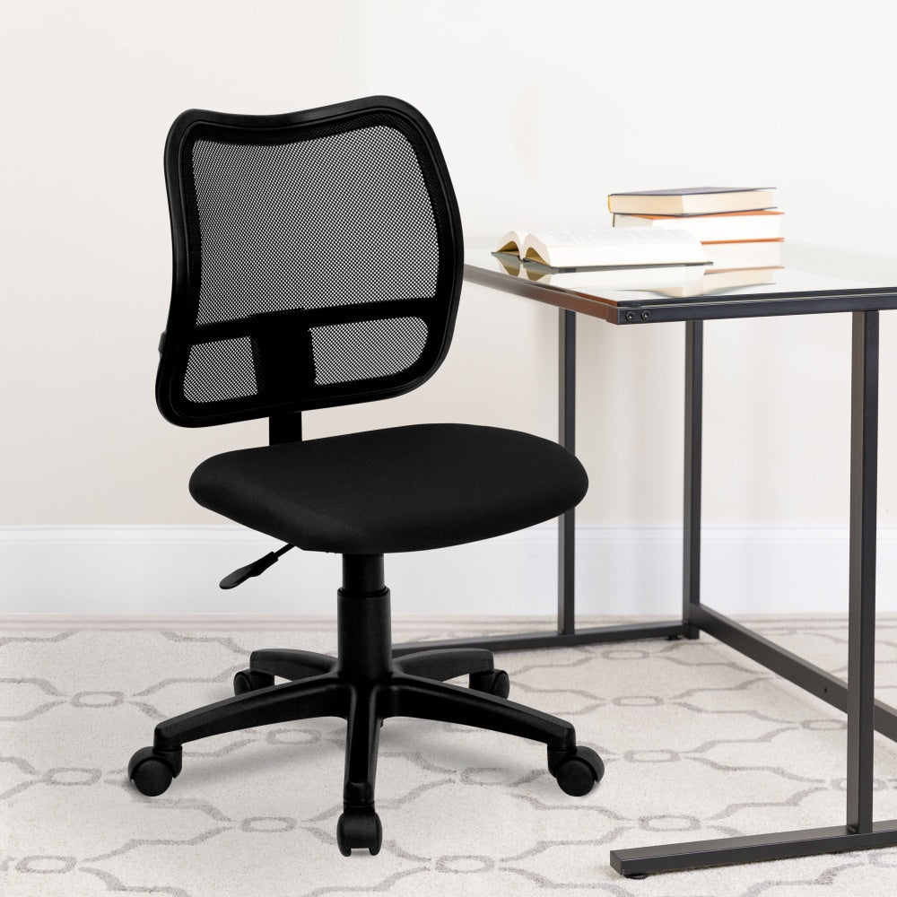 Flash Furniture Mesh Mid-Back Swivel Task Chair With Padded Fabric Seat, Black