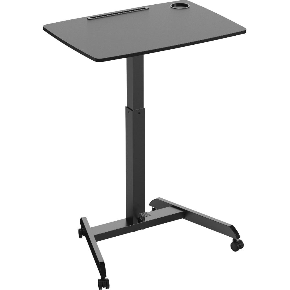 Kantek Adjustable Height Mobile Sit Stand Desk - Adjustable Height - 22in Table Top Length x 31.50in Table Top Width - 49in HeightAssembly Required - Black - Melamine Top Material - 1 Each