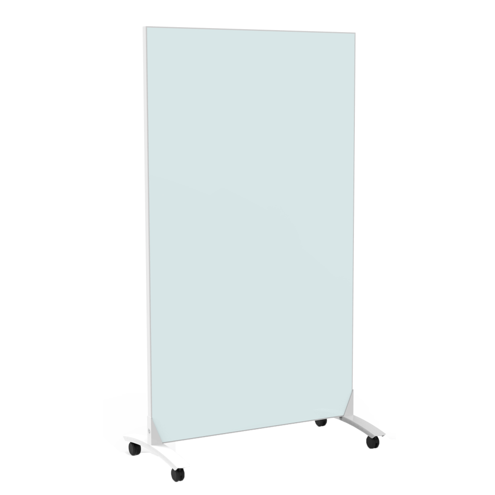 U Brands Double Sided Magnetic Glass Dry Erase Mobile Floor Easel, 72 X 42