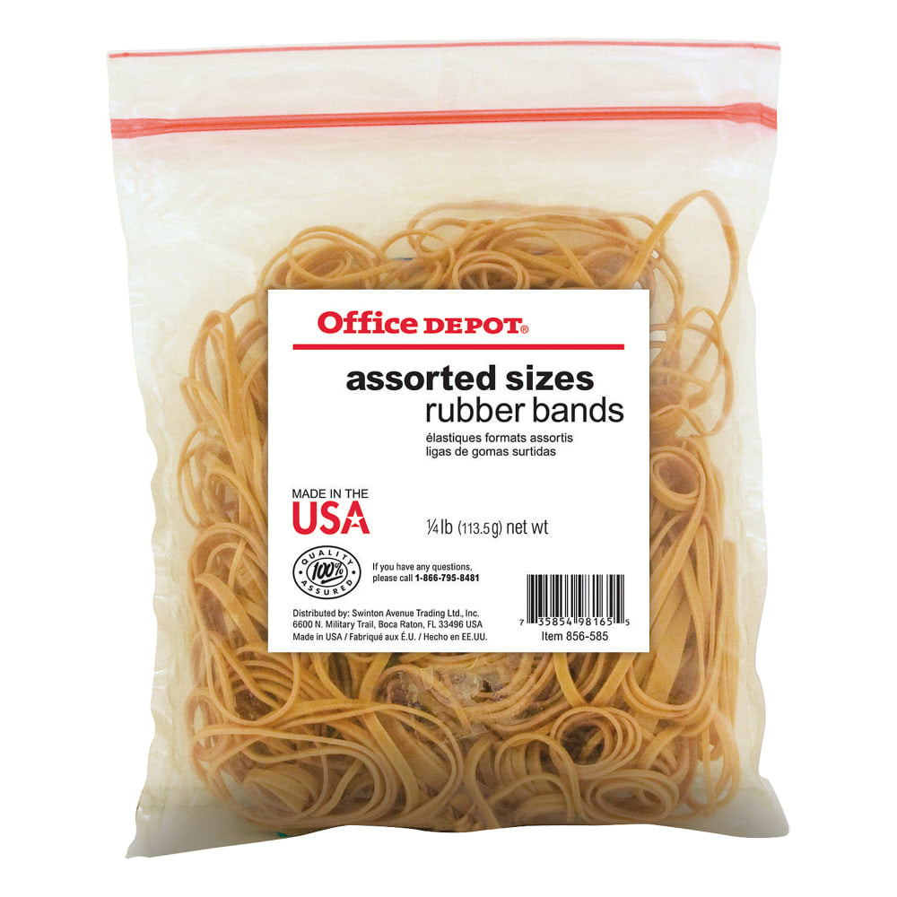 Office Depot Brand Rubber Bands, #54, Assorted Sizes, 1/4 Lb. Bag