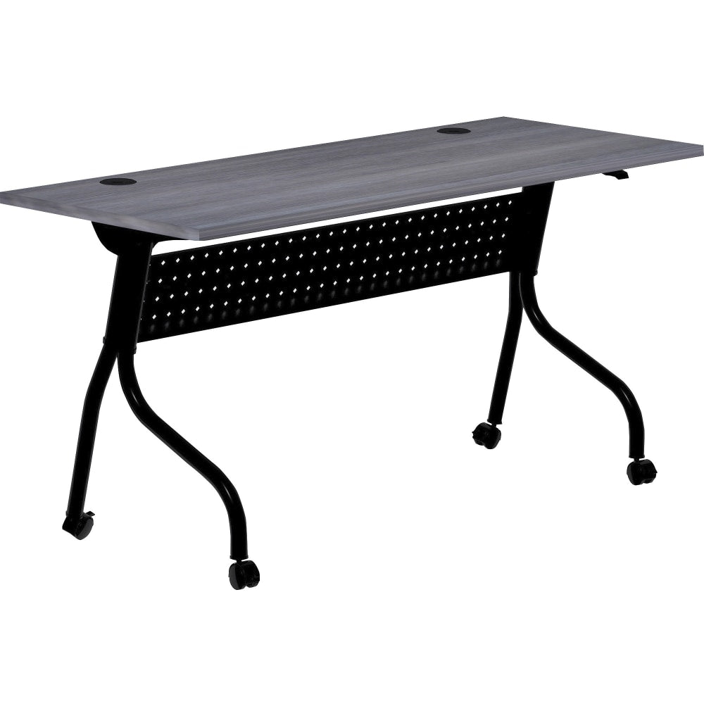 Lorell 60inW Flip-Top Training Table, Charcoal/Black